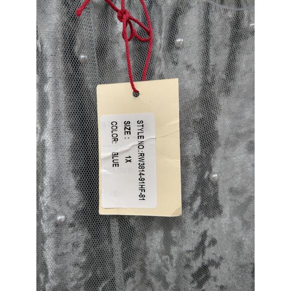 Anthropologie Raga Skirt Plus 1X Velvet Tulle Overlay Pearl Detail Midi Gray NWT - Picture 8 of 9